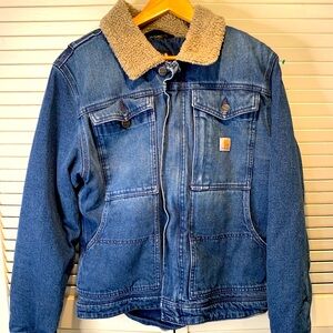 Carhartt Relaxed Fit Denim Jacket Sherpa Lining Womens S Chore Barn Coat* Faded